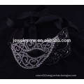 fashion metal silver plated crystal masquerade black mask for man